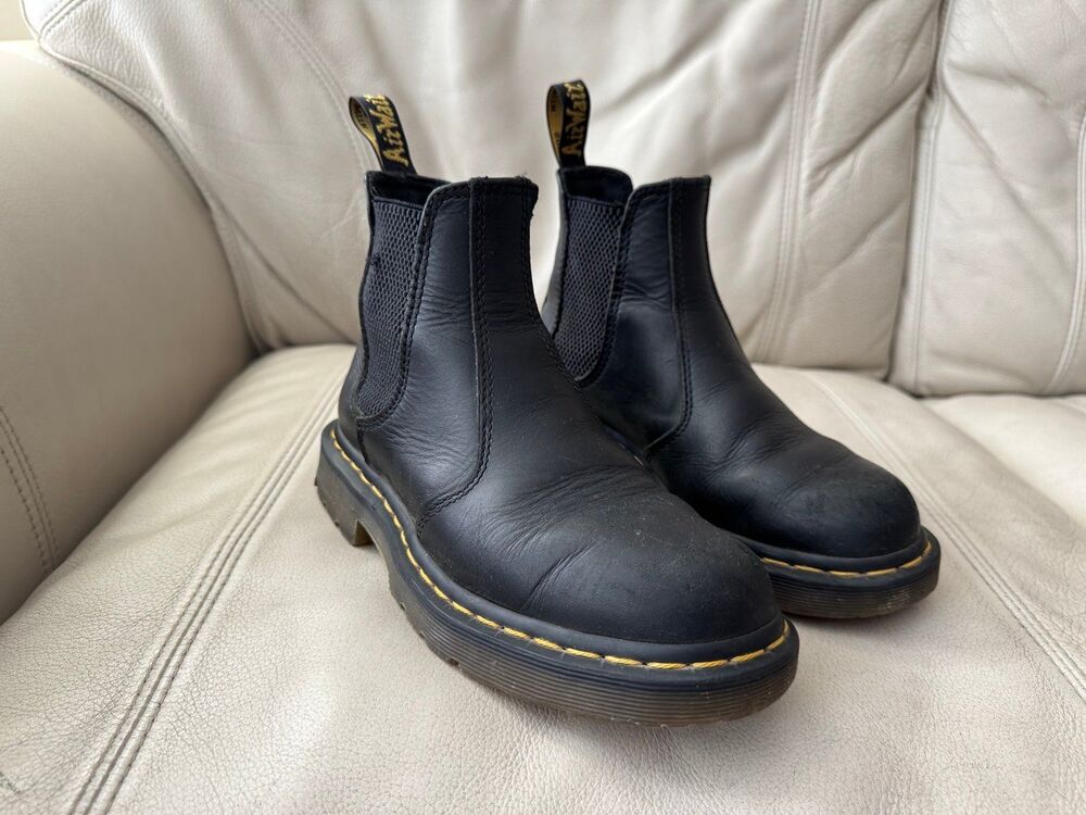 Dr Martens Boots Men 5 Womens 6 Leather Safety Black F2892